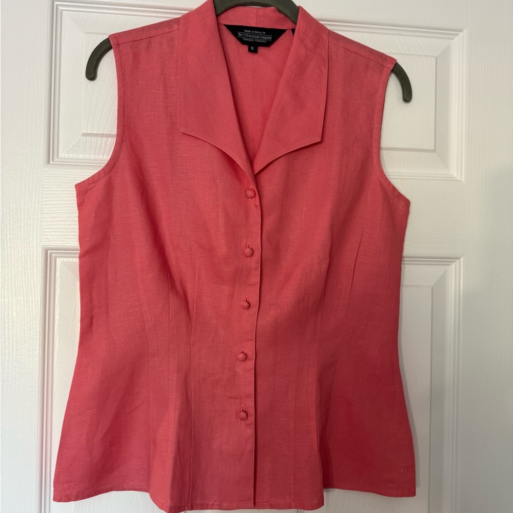 J. Peterman 100% Linen Pink Sleeveless Top, Size 6 - Picture 2 of 11